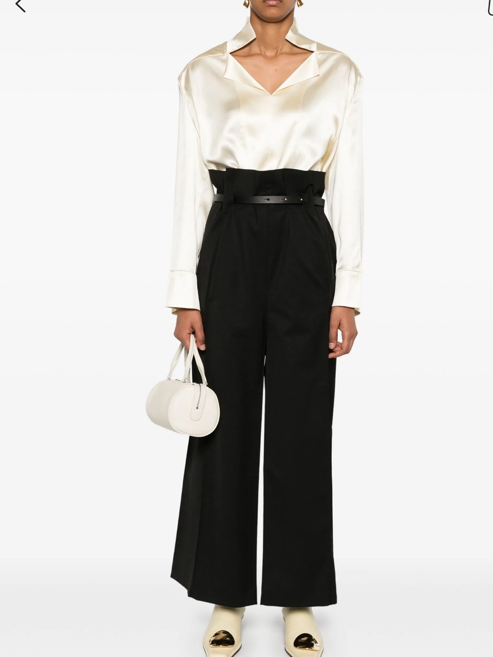 NWT Bevza Stand Up Collar Blouse - Vanilla - Size XS - Gorg!!!